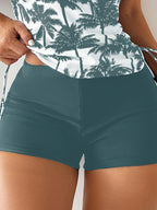 Swim Lushoire Biquíni Estilo Colete Com Estampa De Palmeira Para Mulheres - Carnaval