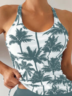 Swim Lushoire Biquíni Estilo Colete Com Estampa De Palmeira Para Mulheres - Carnaval
