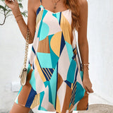 Vestido Melissa – Curto Geométrico com Leveza Moderna