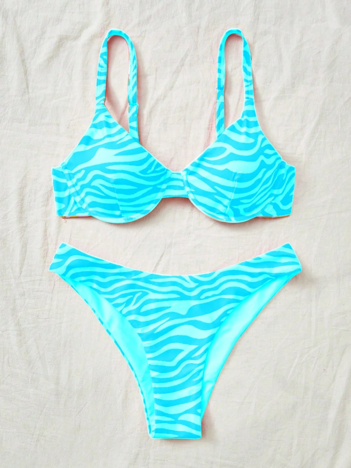 Swim Vcay Maiô Bikini Listrado de Zebra Verde Menta, Roupa de Banho Sexy para Verão