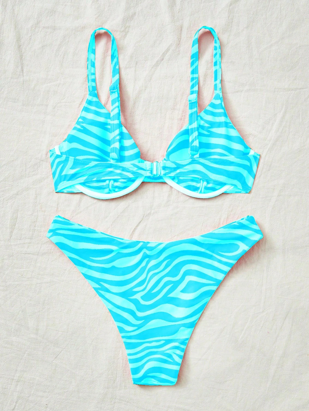 Swim Vcay Maiô Bikini Listrado de Zebra Verde Menta, Roupa de Banho Sexy para Verão