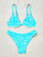 Swim Vcay Maiô Bikini Listrado de Zebra Verde Menta, Roupa de Banho Sexy para Verão