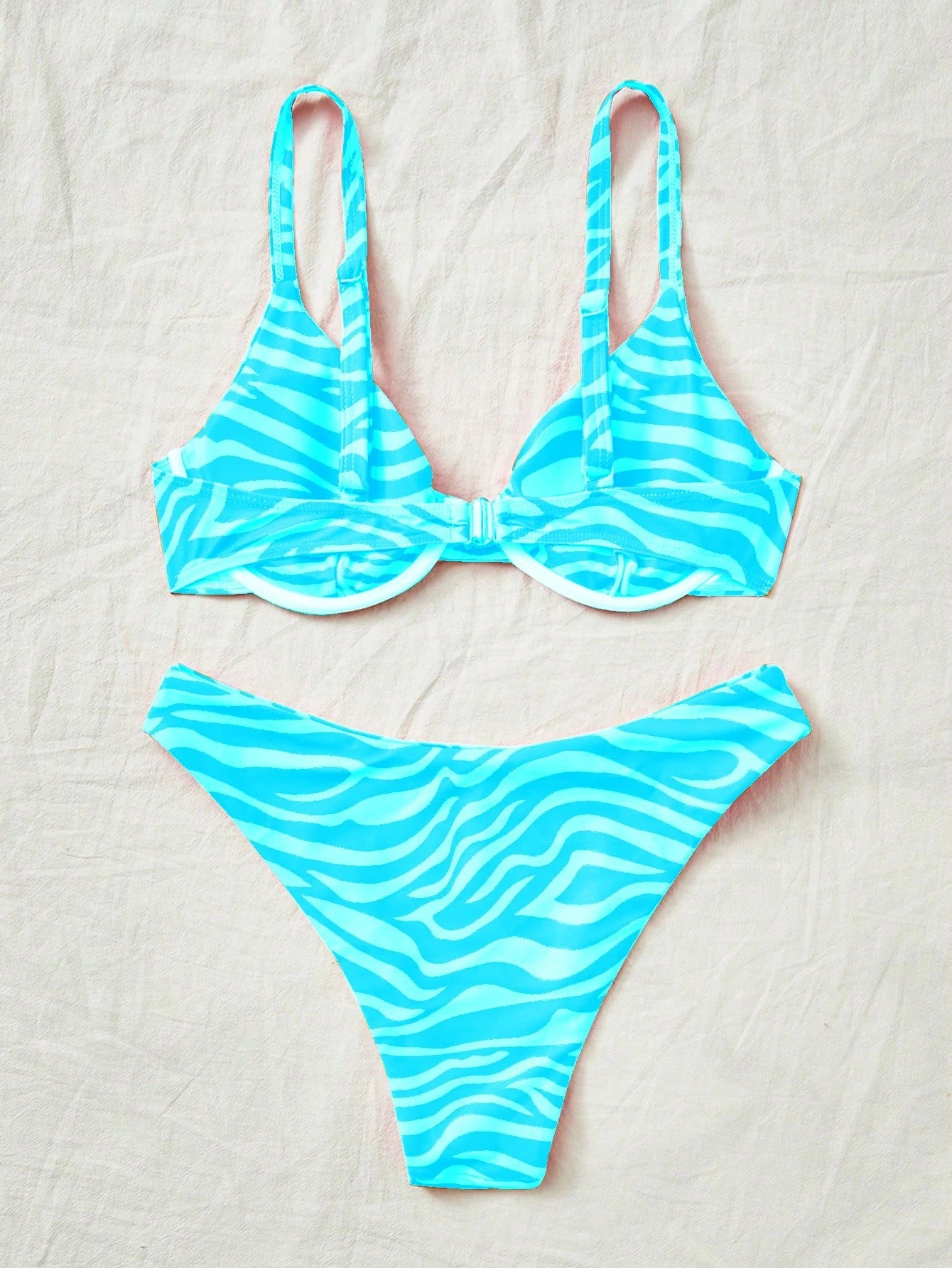 Swim Vcay Maiô Bikini Listrado de Zebra Verde Menta, Roupa de Banho Sexy para Verão