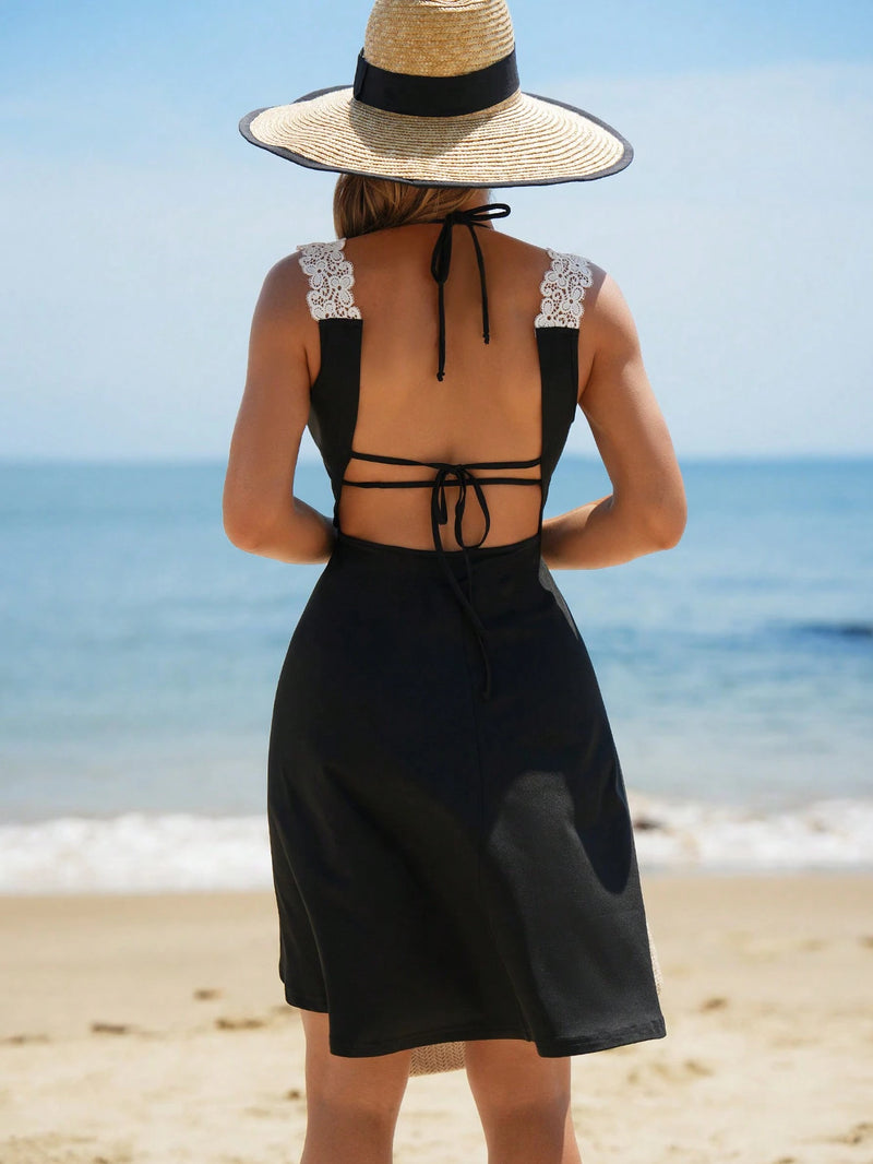 Swim Vcay Conjuntos de Verão para Mulheres, Capa Simples e de Cor Sólida para Uso Diário de Mulheres no Verão