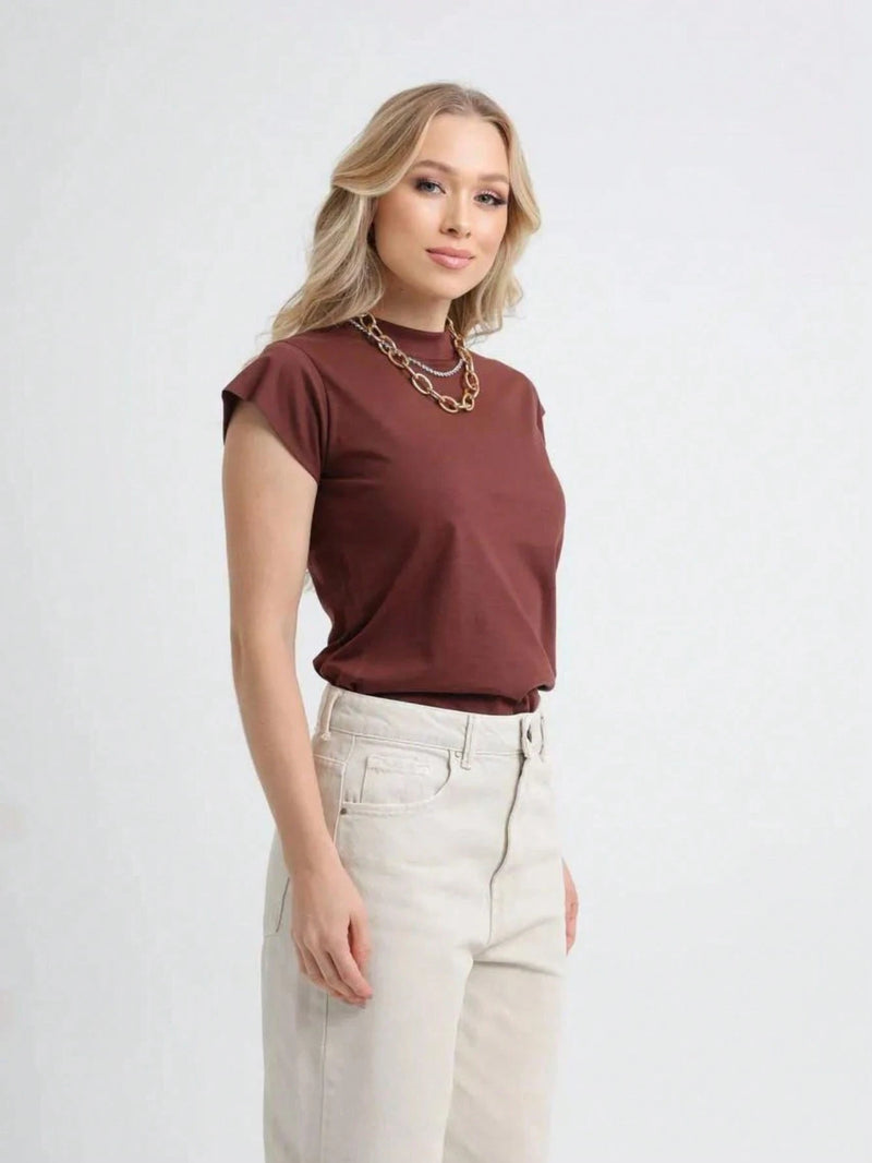 Vendedor Indicadokit 3 T Shirt Muscle tee blusa gola alta feminina manga curta camiseta básica lisa preta branca nude