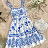 Vestido Isabela – Leveza Floral em Azul Mediterrâneo