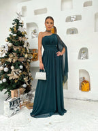 Vestido de festa um ombro só liso