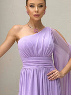 Vestido de festa um ombro só liso