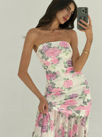 Aloruh Vestido Assimétrico de Babado para Datas e Temporada de Casamento