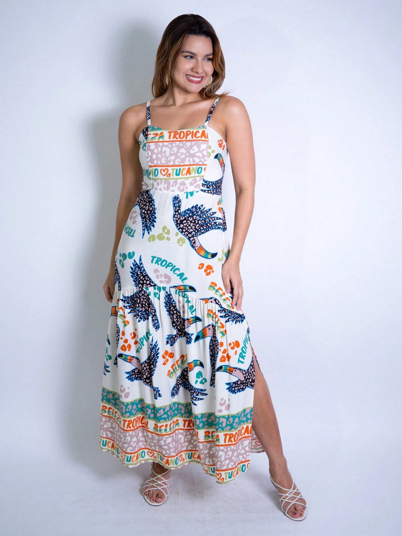 Vendedor Indicadovestido midi estampado viscolinho com lastex e bojo moda blogueir verão