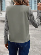 SHEIN LUNE Top Feminino Waffle Branco Com Mangas De Renda