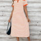 Vestido Júlia – Midi Listrado com Botões