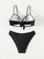 Swim Lushoire Maiô Bikini listrado Cruzado Feminino para Praia de Verão, estampas aleatórias e sexy
