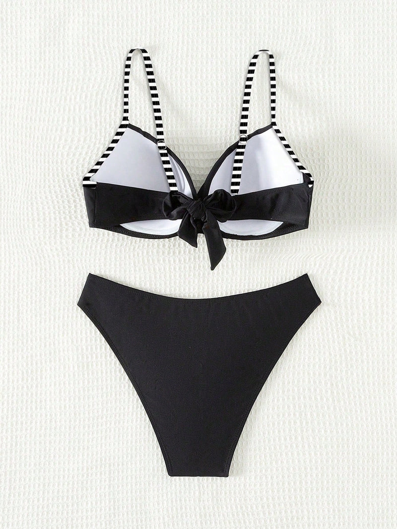 Swim Lushoire Maiô Bikini listrado Cruzado Feminino para Praia de Verão, estampas aleatórias e sexy