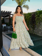 Vestido Feminino Longo Lastex Alça de amarrar