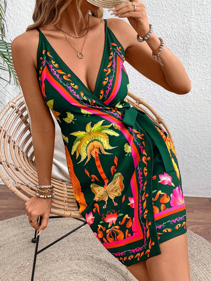Vivid Eden Vestido Mulher Estampado Simples Diário Cami