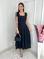 Vendedor IndicadoVestido midi luxo lisa duna linho com laço na manga