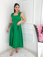 Vendedor IndicadoVestido midi luxo lisa duna linho com laço na manga