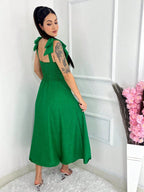 Vendedor IndicadoVestido midi luxo lisa duna linho com laço na manga