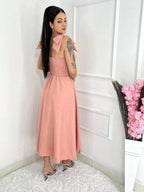 Vendedor IndicadoVestido midi luxo lisa duna linho com laço na manga