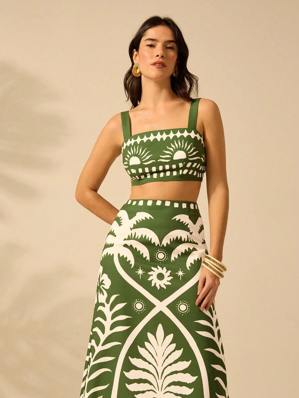 CAJUNI 2 peças Conjunto Casual Boêmio Tropical de 