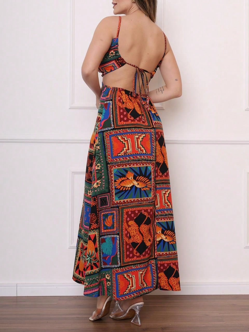 Vendedor Indicado
Vestido Longo Alça Com Bojos Vazado Novo Verâo Moda