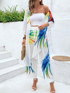 Conjunto Camila – Branco Estampado com Kimono e Calça