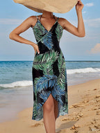 SHEIN Swim Vestidos de Praia para Mulheres, Cobertura de Praia com Estampa de Plantas Tropicais para Verão