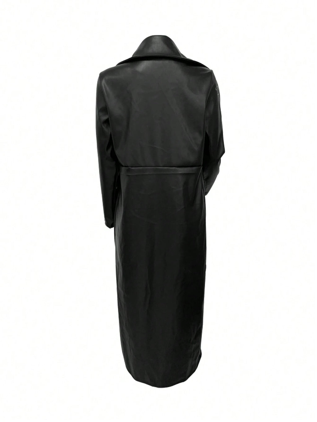 European And American Women Autumn/Winter New PU Leather Cardigan, Button Front Long Sleeve Warm Long Coat