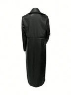 European And American Women Autumn/Winter New PU Leather Cardigan, Button Front Long Sleeve Warm Long Coat