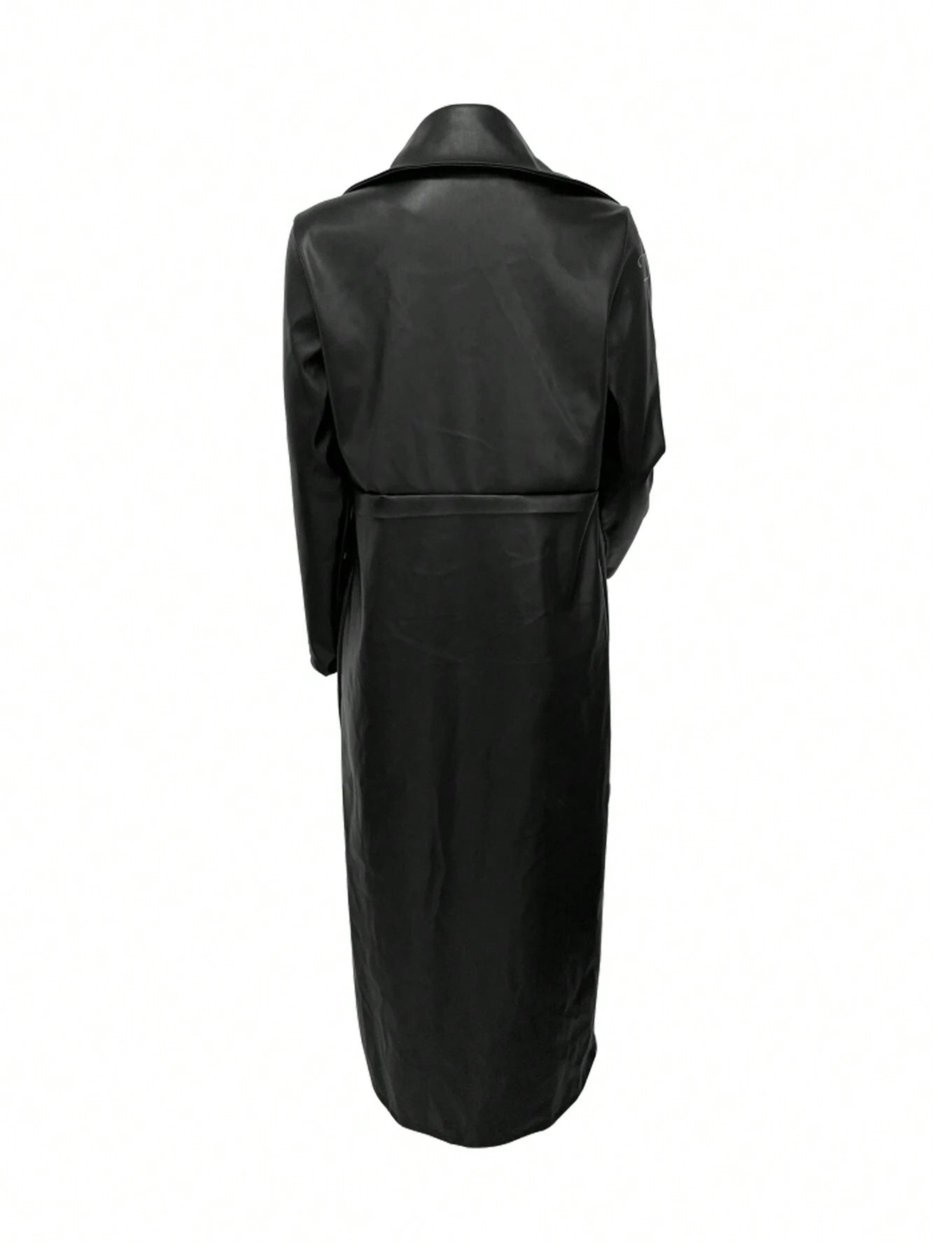 European And American Women Autumn/Winter New PU Leather Cardigan, Button Front Long Sleeve Warm Long Coat