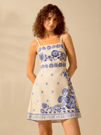 CAJUNI Vestido Curto Preto com Alça em Estilo Boho Tropical, Impressão de Plantas, Azaléia, Girassol para Férias Casuais de Verão para Mulheres