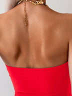 SHEIN X Sofía Suescun SHEIN Swim Maiô Unicolor Feminino com Adorno Metálico Vazado, Verão