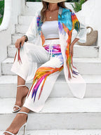 EMERY ROSE Conjunto Jaqueta e Calça Moda Feminina + Padrão Estampado Colorido