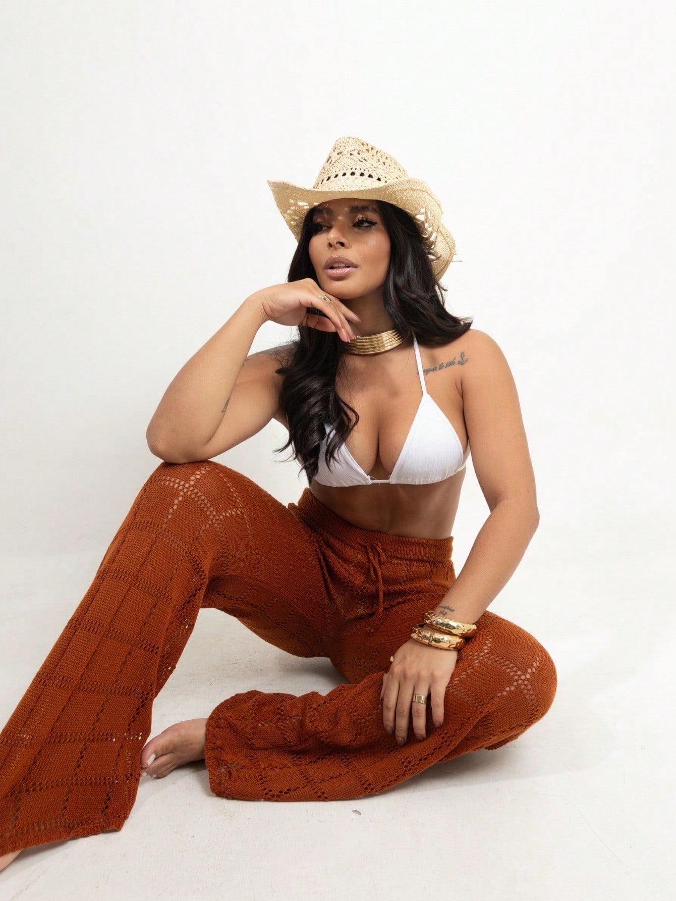 Vendedor Indicado
Calça Saída de Praia Tricot Crochê Moda Praia | Calça Pantalona Tricô Verão Moda Feminina