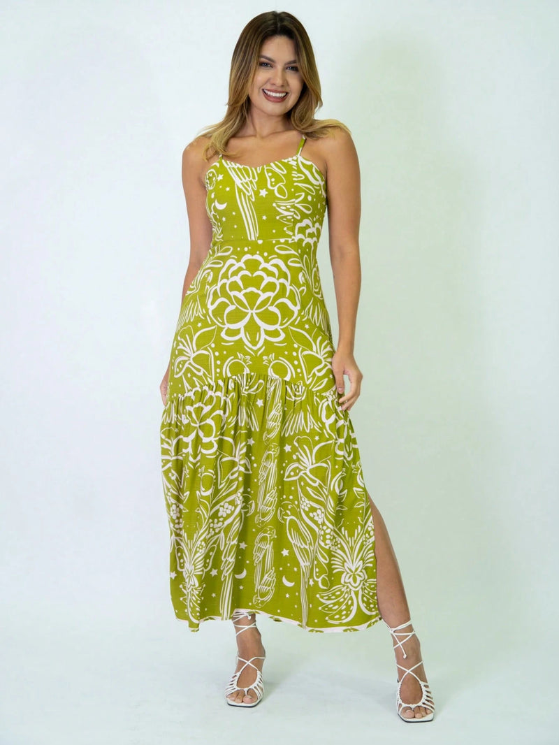 Vendedor Indicadovestido midi estampado viscolinho com lastex e bojo moda blogueir verão