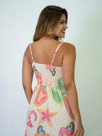 Vendedor Indicadovestido midi estampado viscolinho com lastex e bojo moda blogueir verão