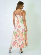 Vendedor Indicadovestido midi estampado viscolinho com lastex e bojo moda blogueir verão