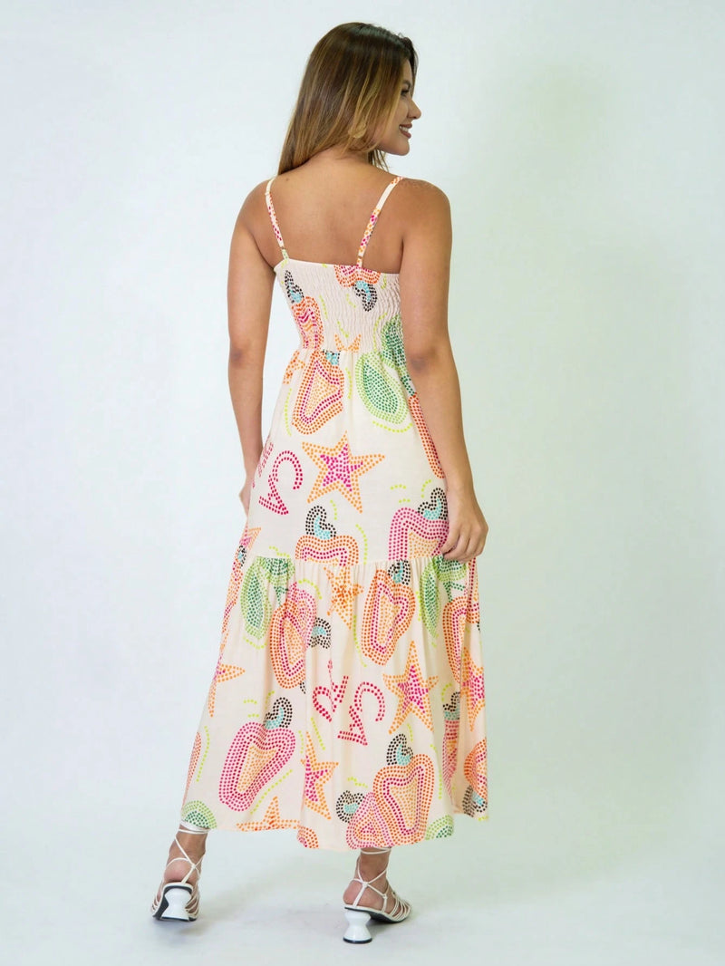Vendedor Indicadovestido midi estampado viscolinho com lastex e bojo moda blogueir verão
