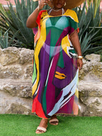 SHEIN Swim Basics Cobertura Para Festival De Música, Plus Size Para Mulheres, Malha Transparente Com Gola Redonda E Fenda