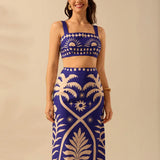 Conjunto Jéssica – Cropped e Saia Midi Estampada Tropical
