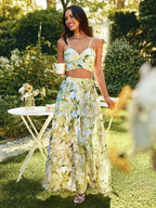 Conjunto Dayra – Top Cropped e Saia Longa Floral