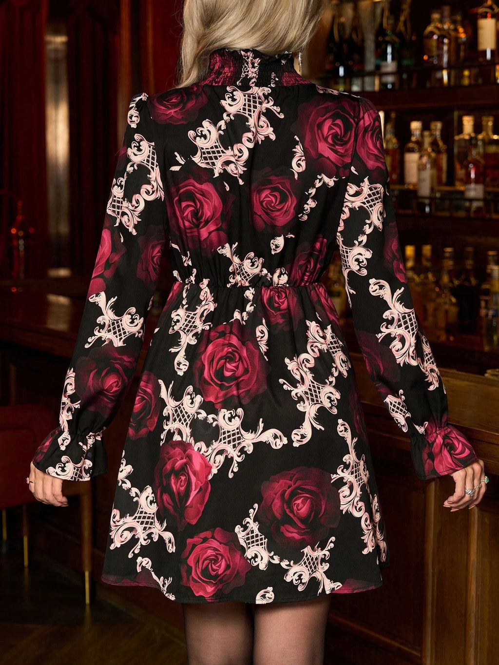 SHEIN Clasi Vestido Com Babados E Mangas Florais Sem Cinto