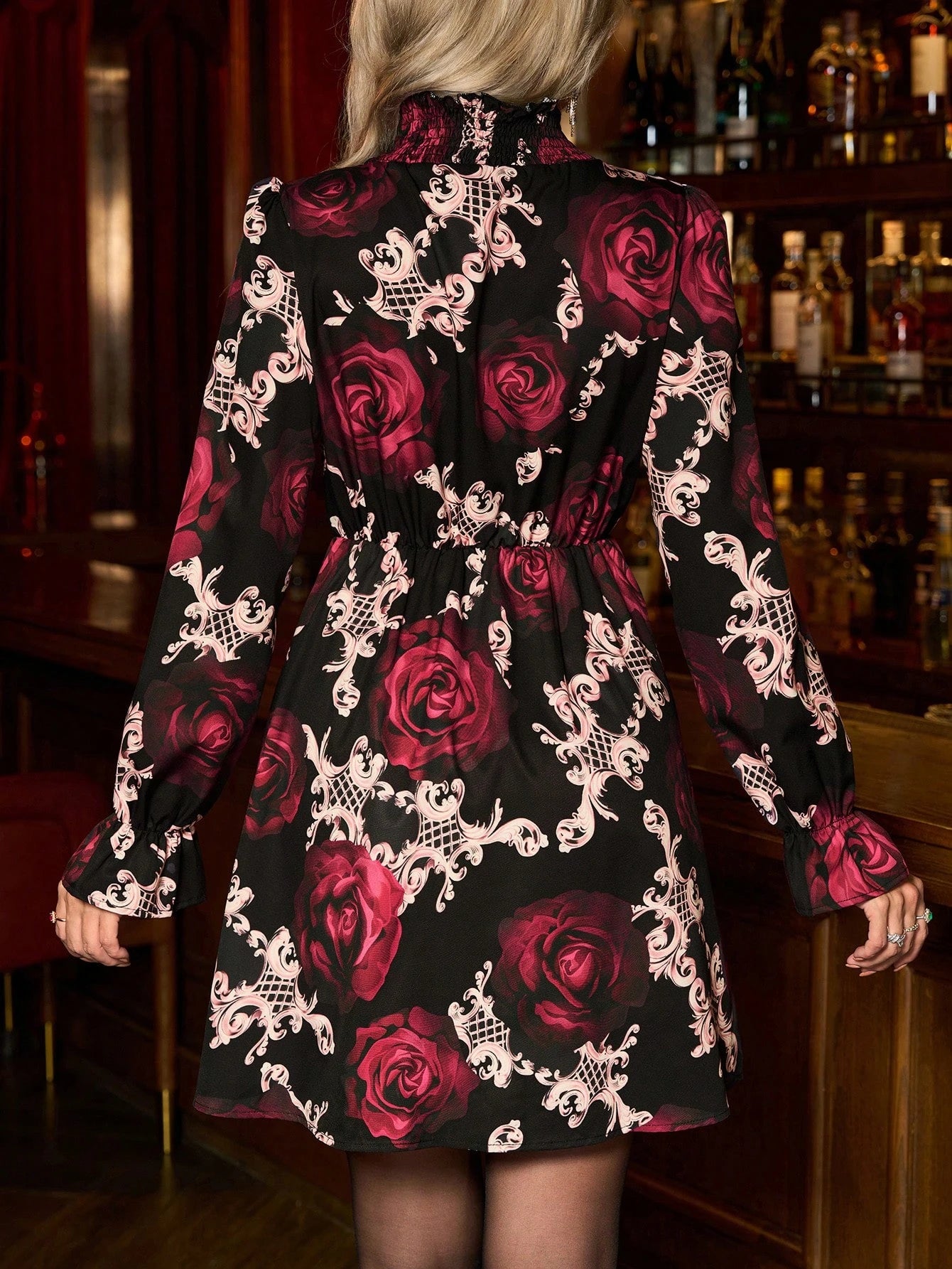 SHEIN Clasi Vestido Com Babados E Mangas Florais Sem Cinto