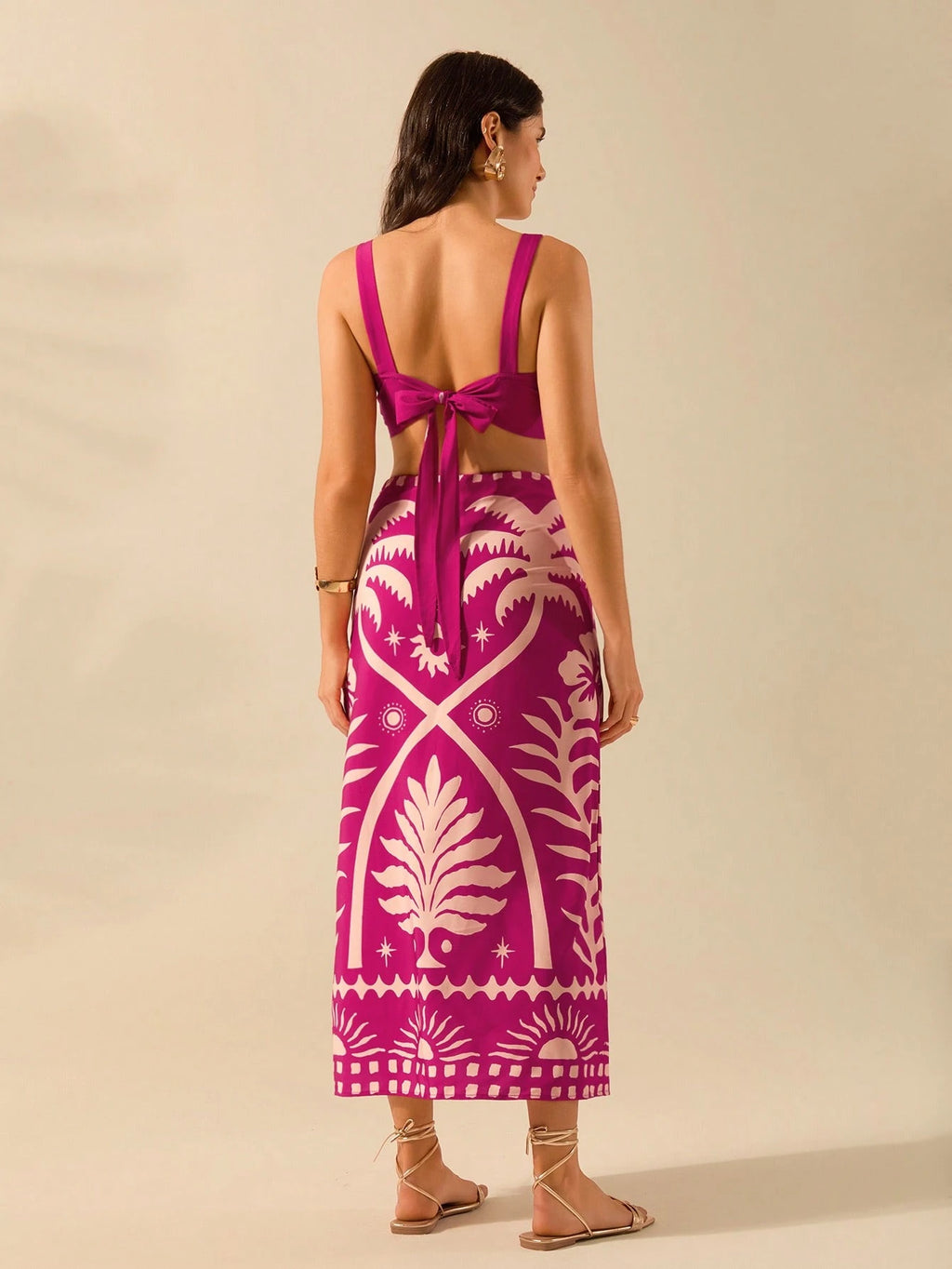 CAJUNI 2 peças Conjunto Casual Boêmio Tropical de 