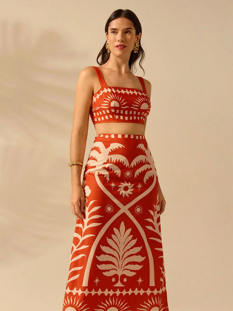 CAJUNI 2 peças Conjunto Casual Boêmio Tropical de 