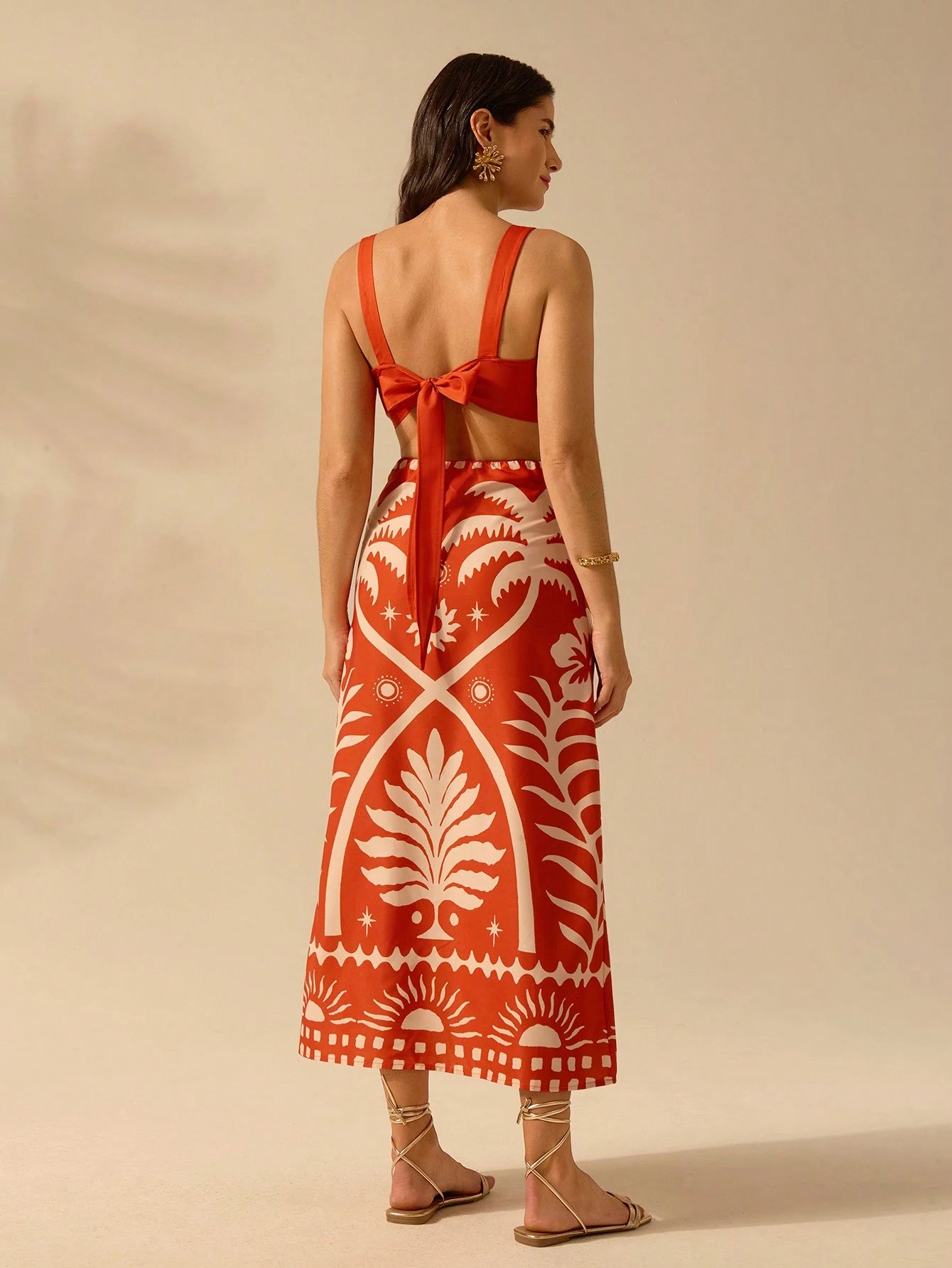 CAJUNI 2 peças Conjunto Casual Boêmio Tropical de 