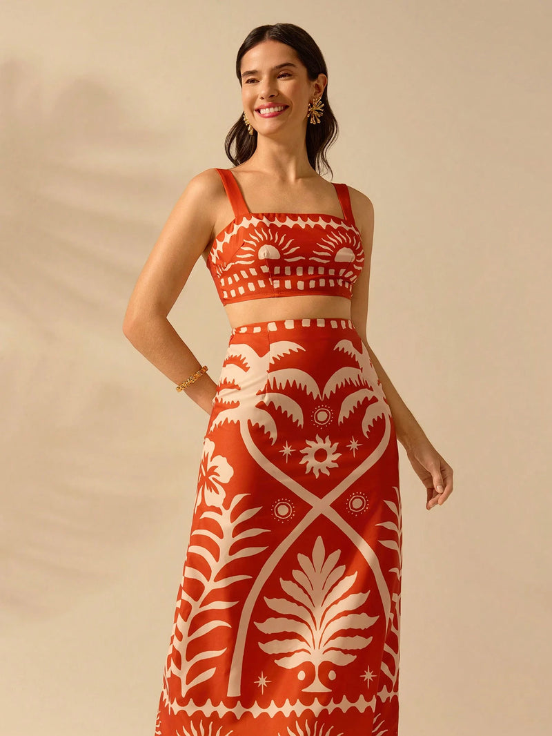 CAJUNI 2 peças Conjunto Casual Boêmio Tropical de 
