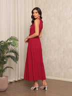 Vendedor IndicadoVestido Longo Feminina Liso Gola Alta Tres Maria Com Cinto