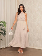 Vendedor IndicadoVestido Longo Feminina Liso Gola Alta Tres Maria Com Cinto